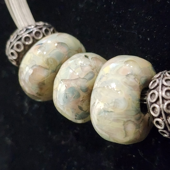 Sterling Silver 925 Necklace with Chunky Stone Beads and Textured Spacers - Picture 12 of 15